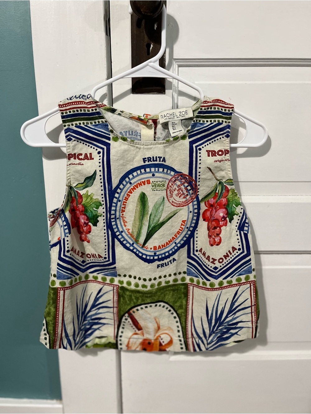 Rachel Zoe Tropical Fruit Print Tank Top - Multicolor, women’s small.